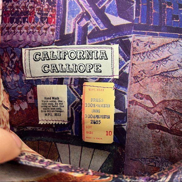 Rare Vintage California Calliope Contrasting Printed Long Dress - Picture 3 of 9